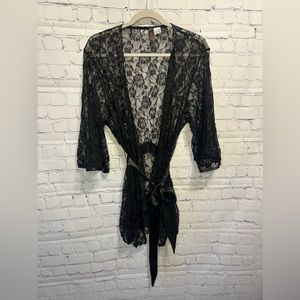 Pure Romance Black Lace Robe